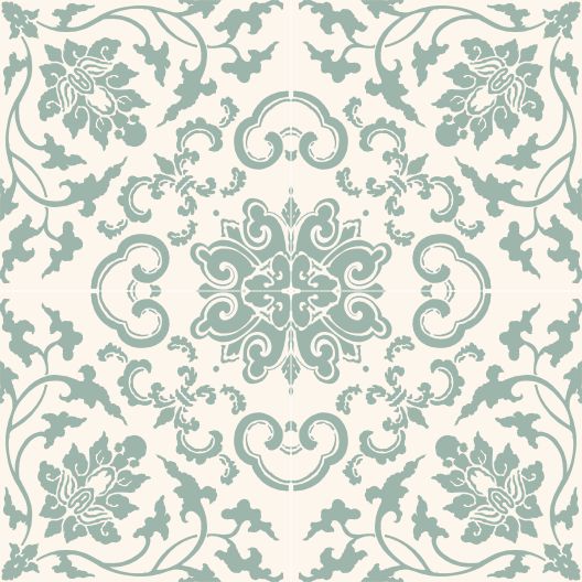 Papel de Parede Adesivo Arabesco Vintage Verde 44128270656