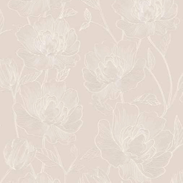 Papel de Parede Bege Atemporal Floral 3802