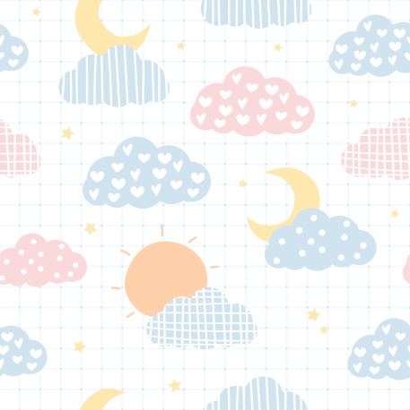 PAPEL DE PAREDE ADESIVO INFANTIL NUVEM SOL E LUA L279