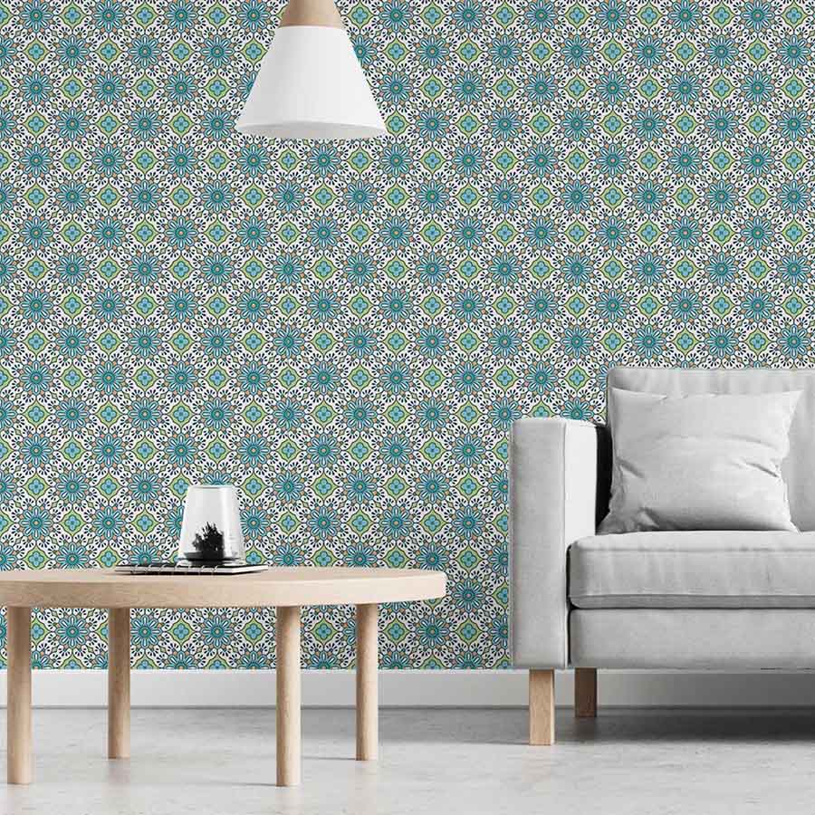 Papel de Parede Adesivo Floral Azul N03038