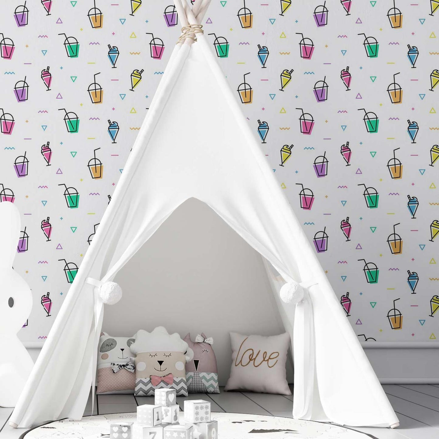 Papel de Parede Adesivo Copos Coloridos N03045