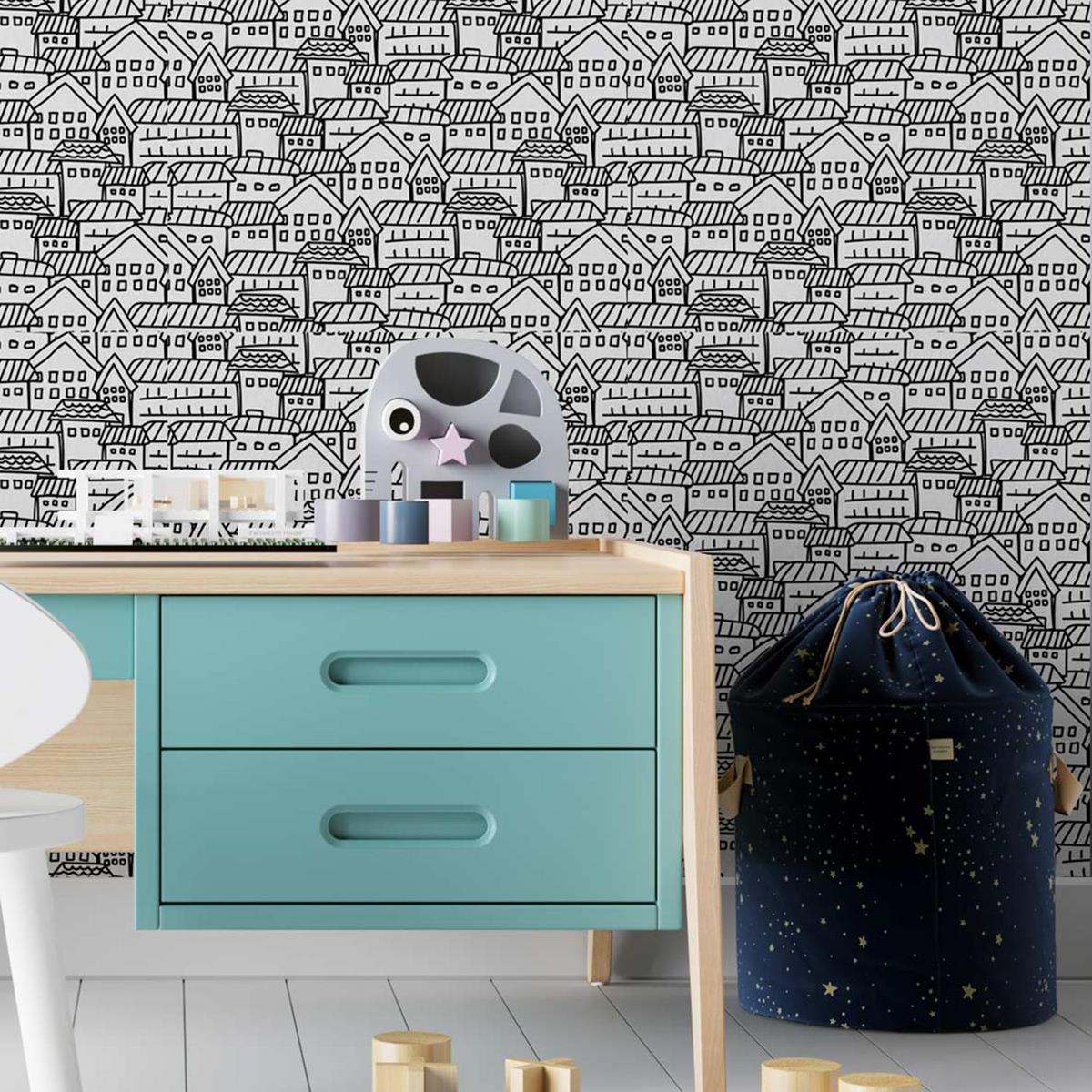 Papel de Parede Adesivo Casinhas para colorir N03067