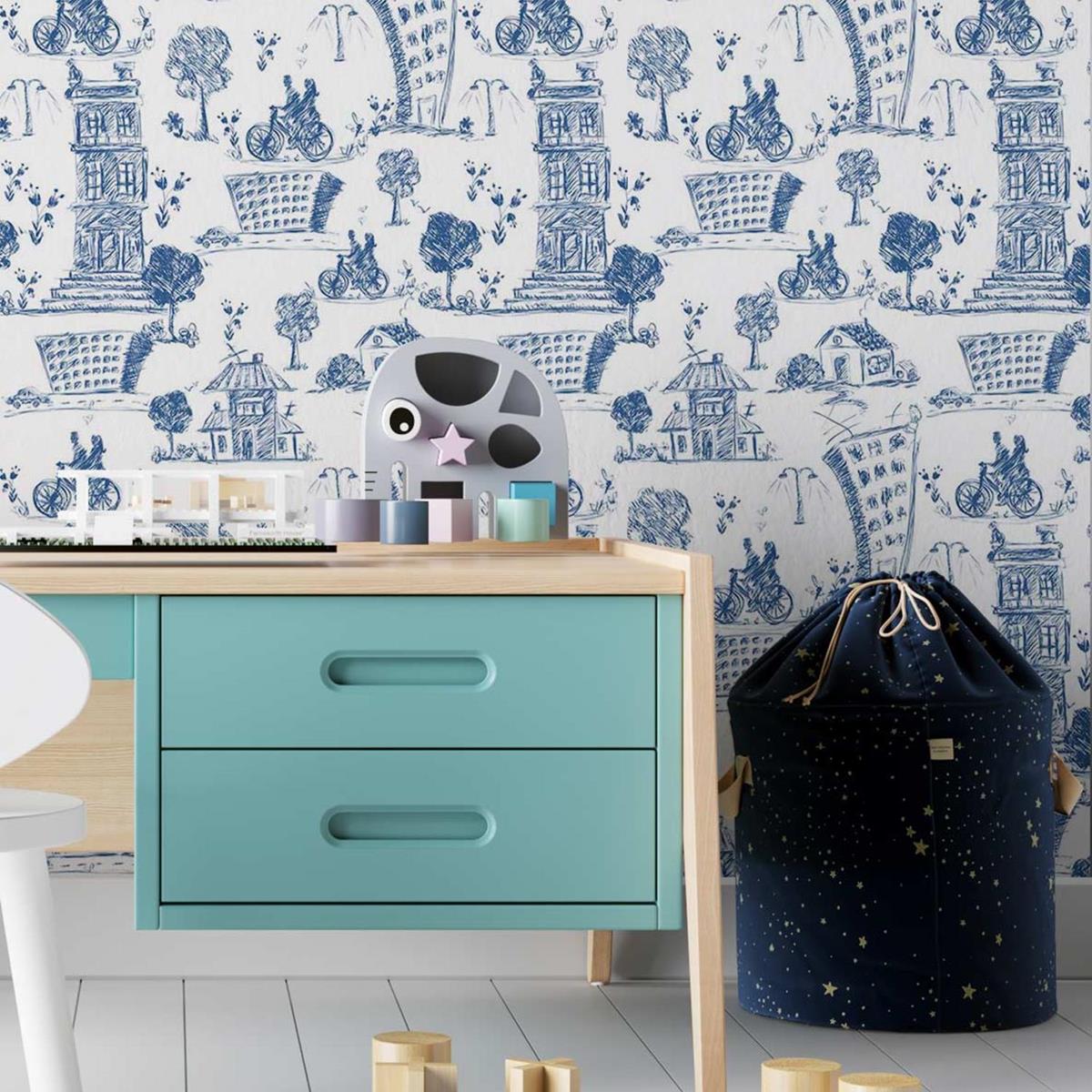 Papel de Parede Adesivo Casal, cidade. N03074