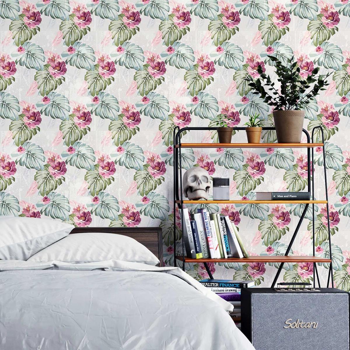 Papel de Parede Adesivo Folhas e Flores N03136