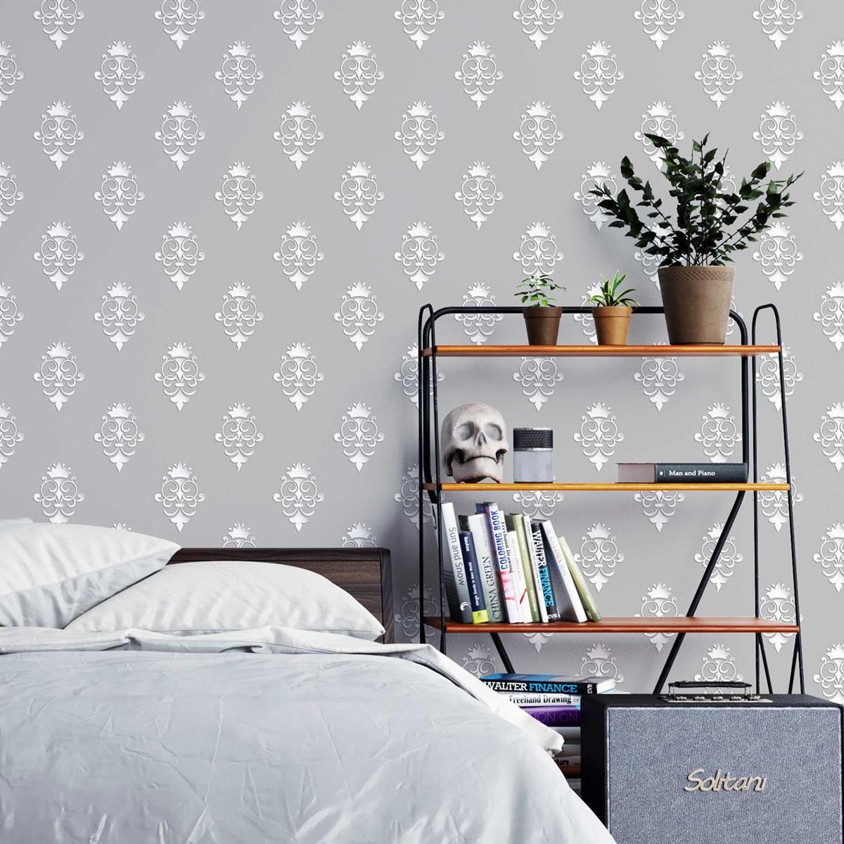Papel de Parede Adesivo Estilo vintage cinza N03143