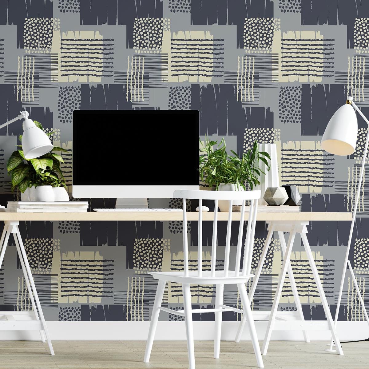 Papel de Parede Adesivo Abstrato Cinza N04036