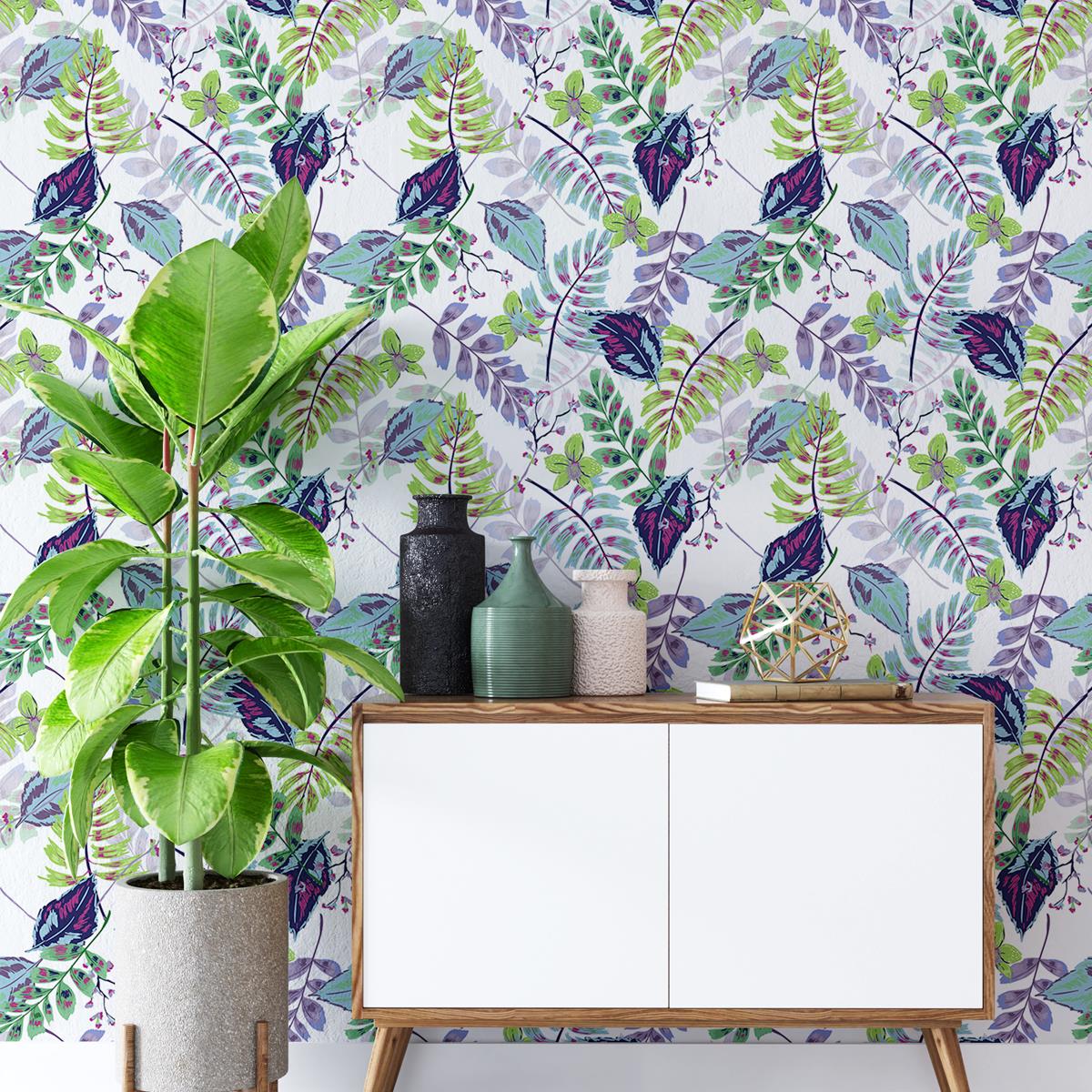 Papel de Parede Adesivo Folhagens Tropical N04074