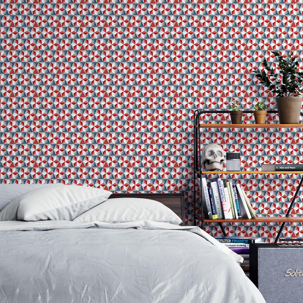 Papel de Parede Adesivo Geométrico Retrô Losangos N04101