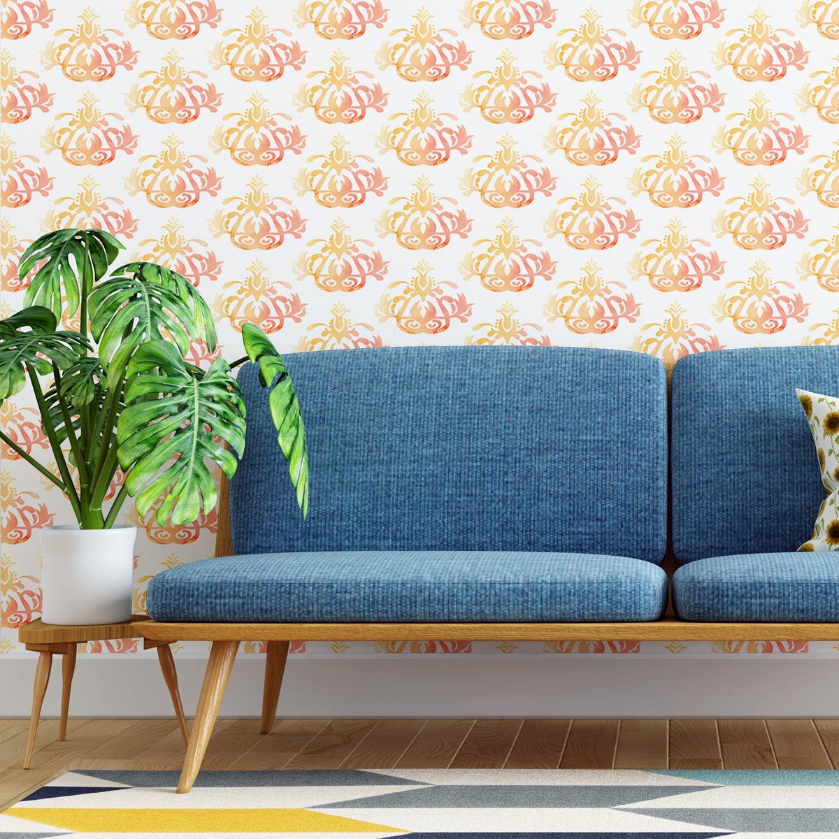 Papel de Parede Adesivo Arabesco Floral Retrô N04114