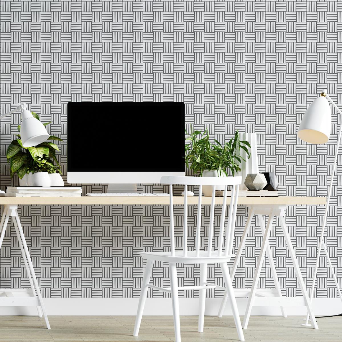 Papel de Parede Adesivo Listras Padrão Preto e Branco N04120