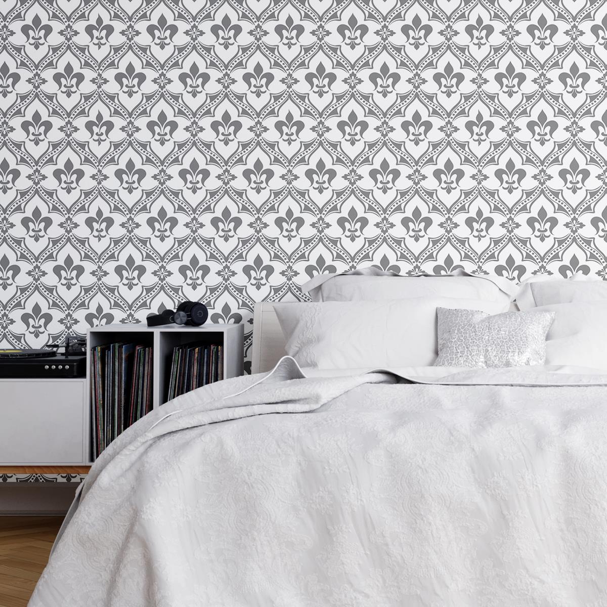 Papel de Parede Adesivo Arabesco Flor de Lis N04151