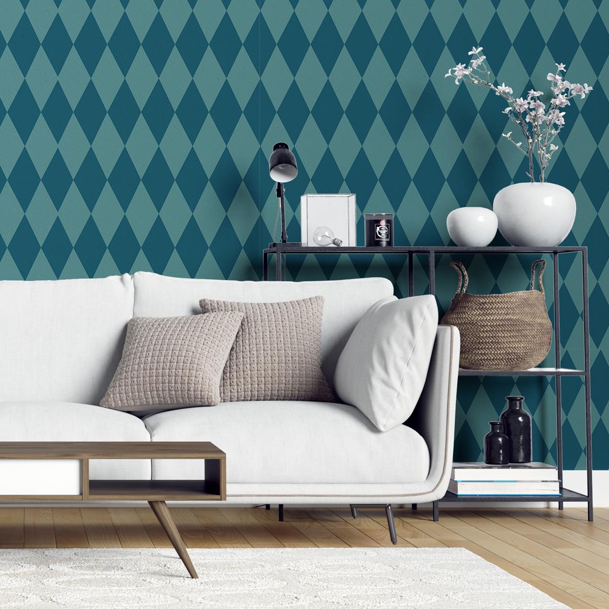 Papel de Parede Adesivo Geométrico Losango Azul N04183