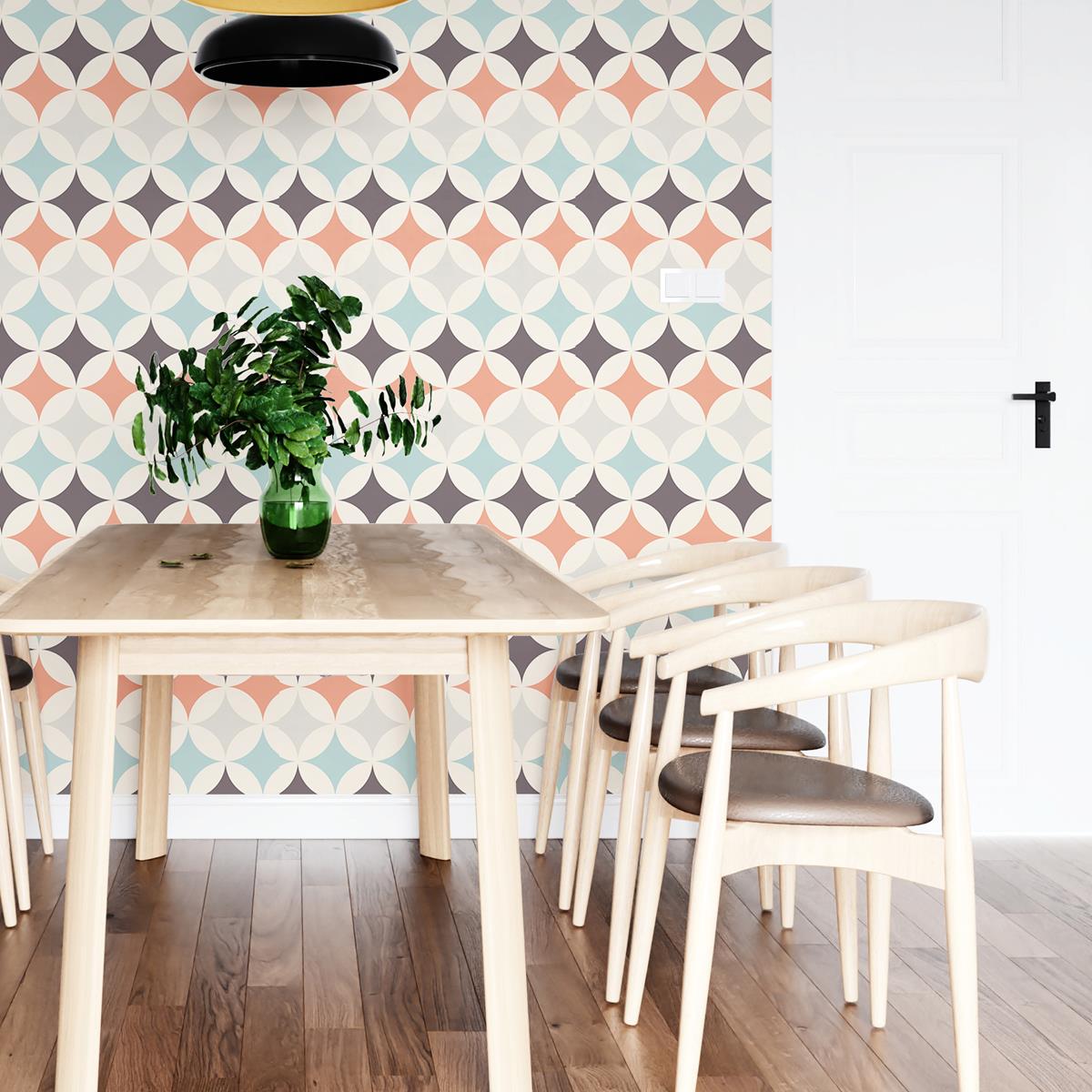 Papel de Parede Adesivo Geométrico Laranja e Azul N04214