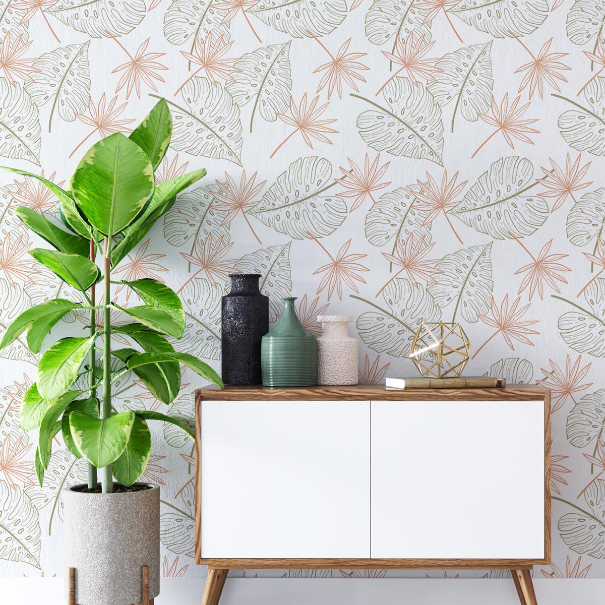 Papel de Parede Adesivo Folhagem Tropical N04226
