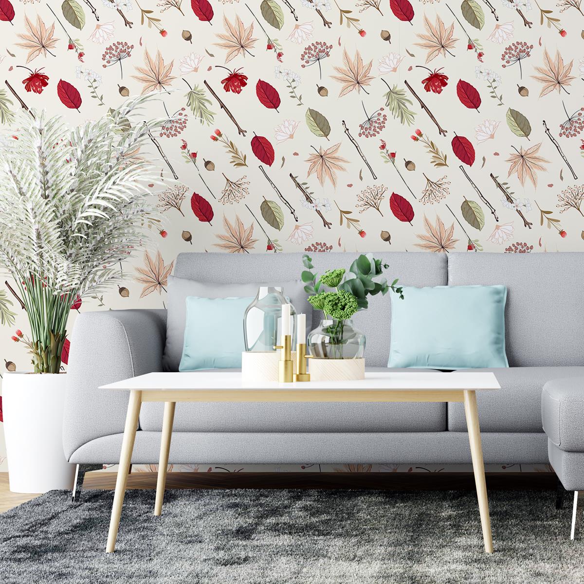 Papel de Parede Adesivo Flores e Folhas N04231