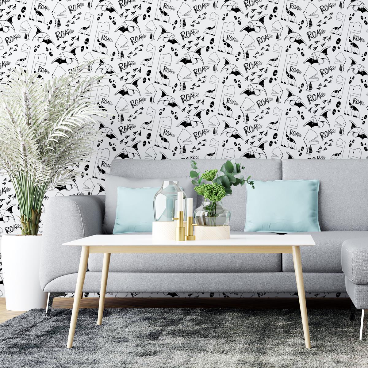 Papel de Parede Adesivo Dinossauros Para Colorir N04241