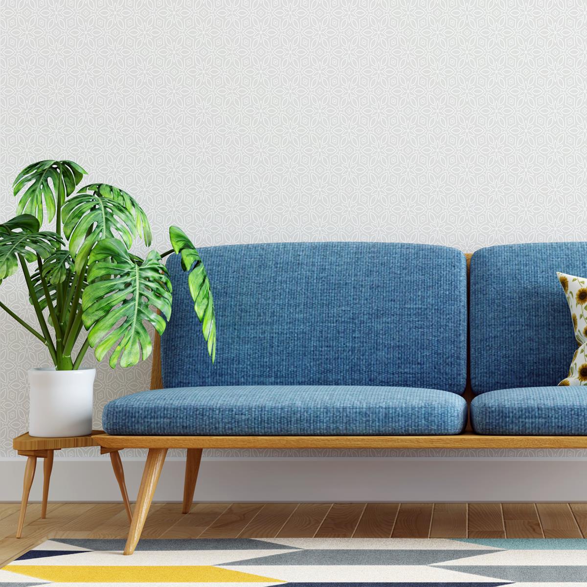 Papel de Parede Adesivo Geométrico Floral Cinza N04254