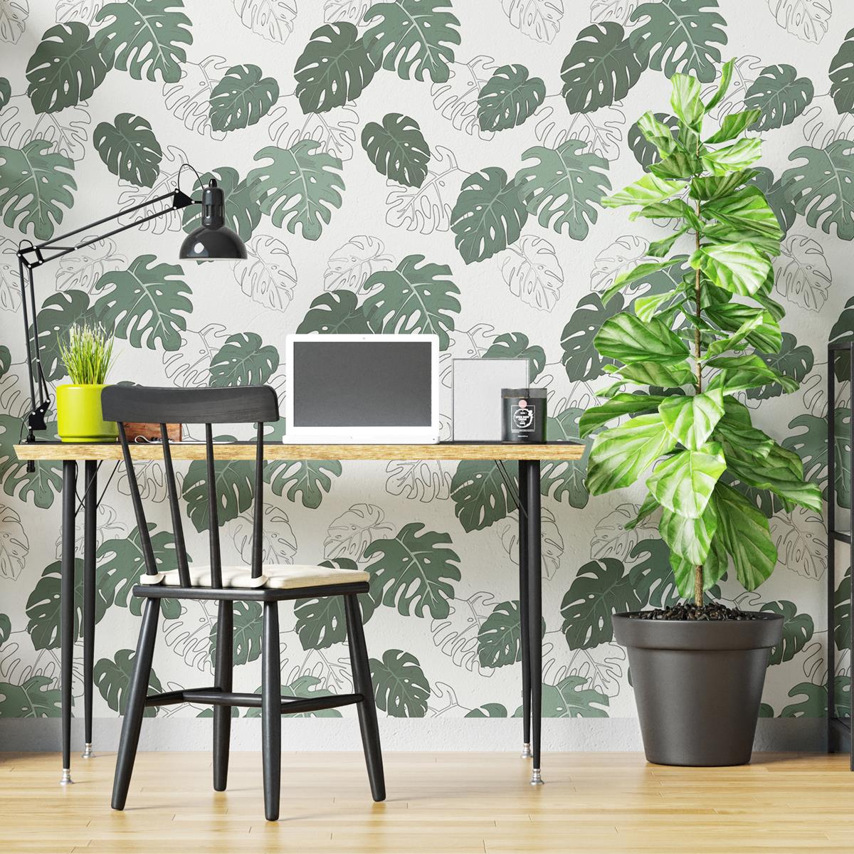 Papel de Parede Adesivo Folhagem Tropical N04260