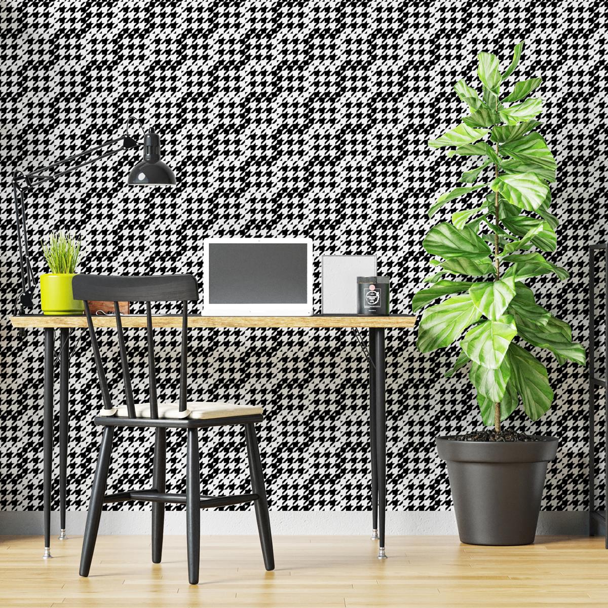 Papel de Parede Adesivo Textura Preto e Branco N04269