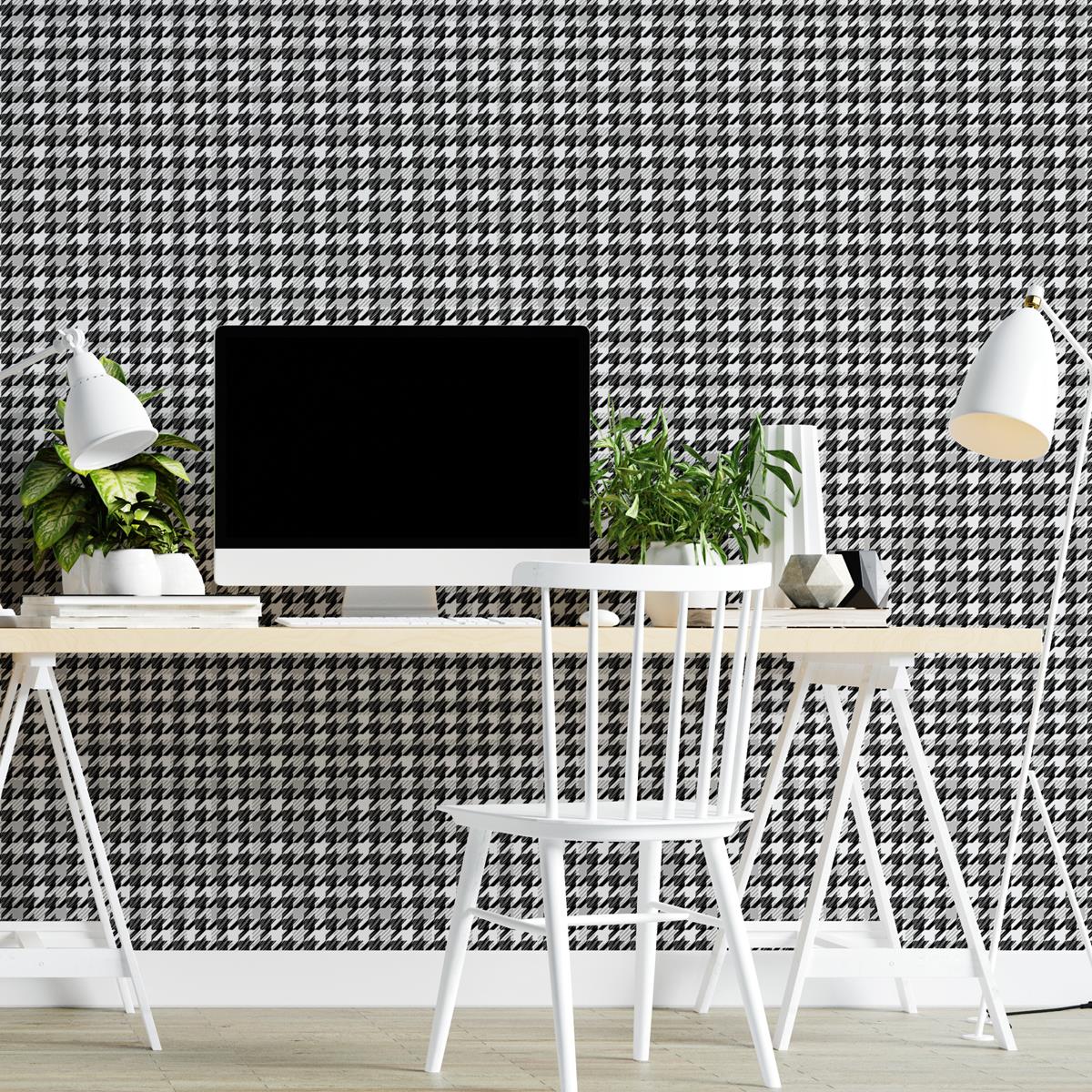 Papel de Parede Adesivo Textura Preto e Branco N04273