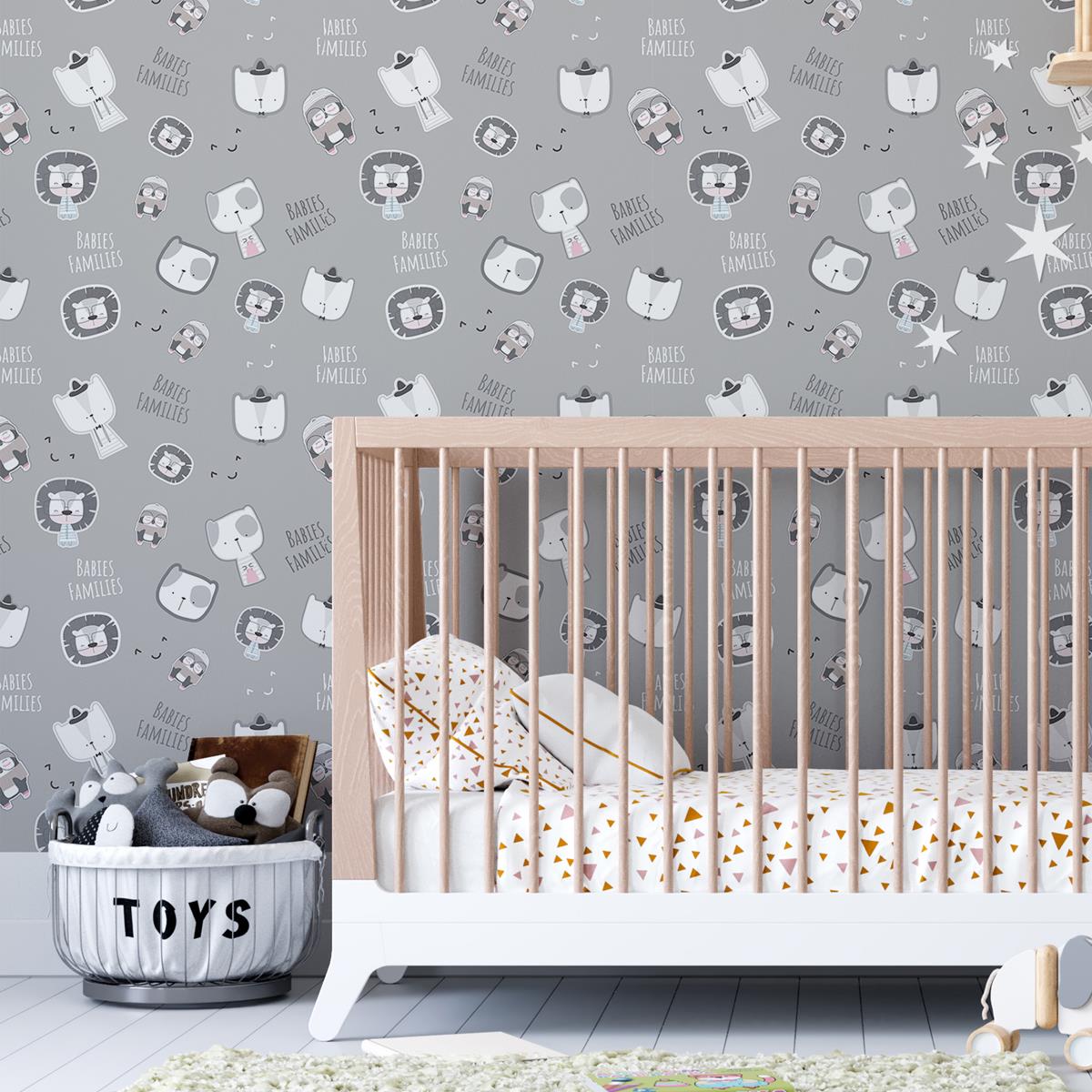 Papel de Parede Adesivo Animais minimalista Cinza N04293