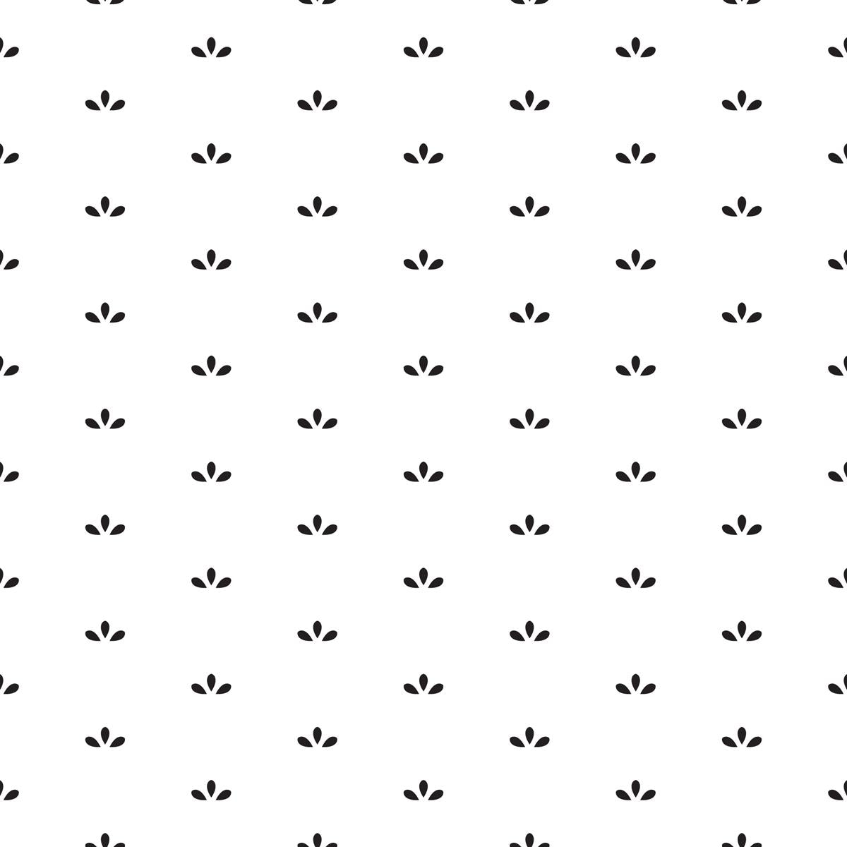 Papel de Parede Adesivo Folhas Minimalistas em Preto e Branco N07020