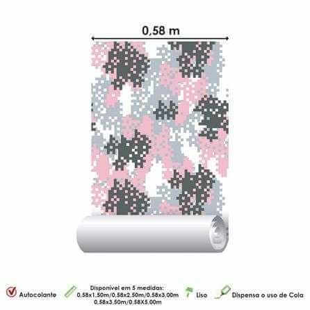 Papel de Parede Adesivo Camuflado Abstrato Rosa 54123