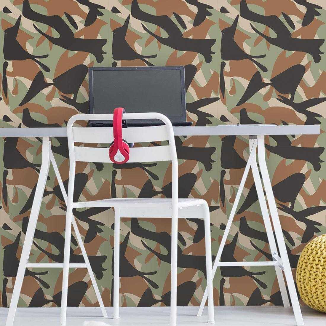 Papel de Parede Adesivo Camuflado Militar 74589 Papel na Parede