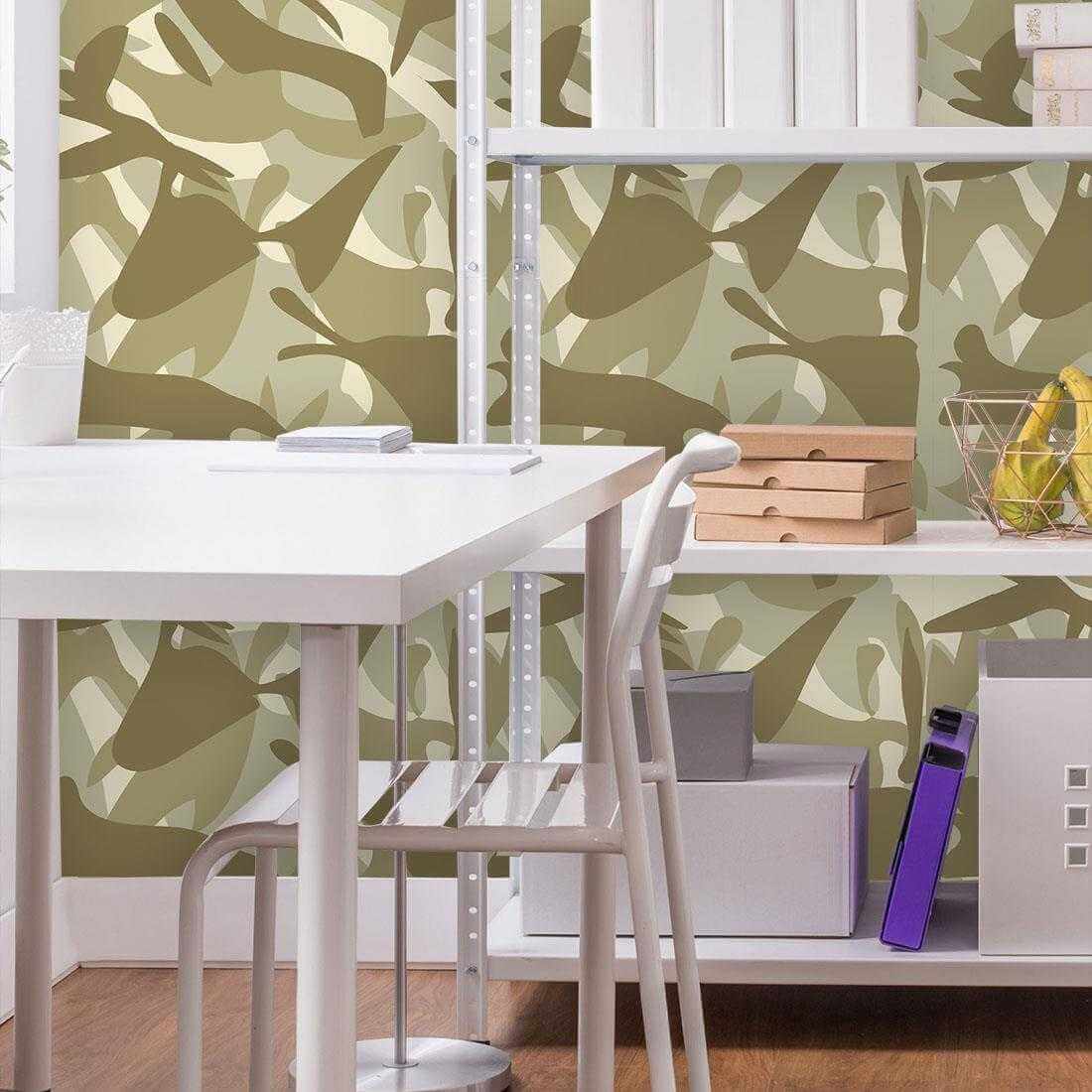 Papel de Parede Adesivo Camuflado Militar Verde 65741 Papel na Parede