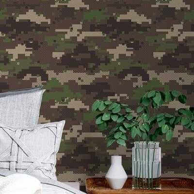Papel de Parede Adesivo Camuflado N8836B Papel na Parede