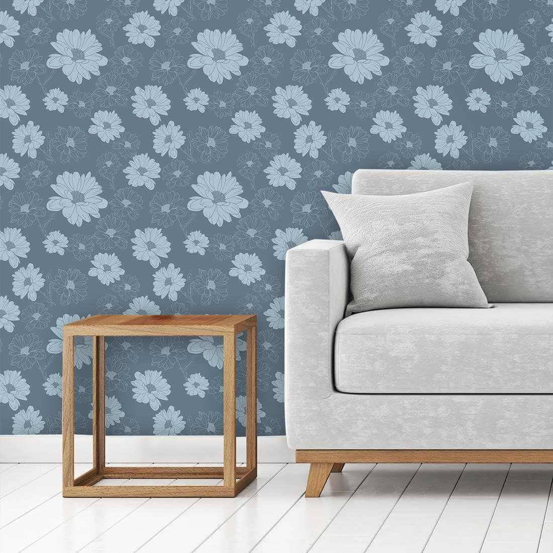 Papel de Parede Adesivo Floral Azul 210182