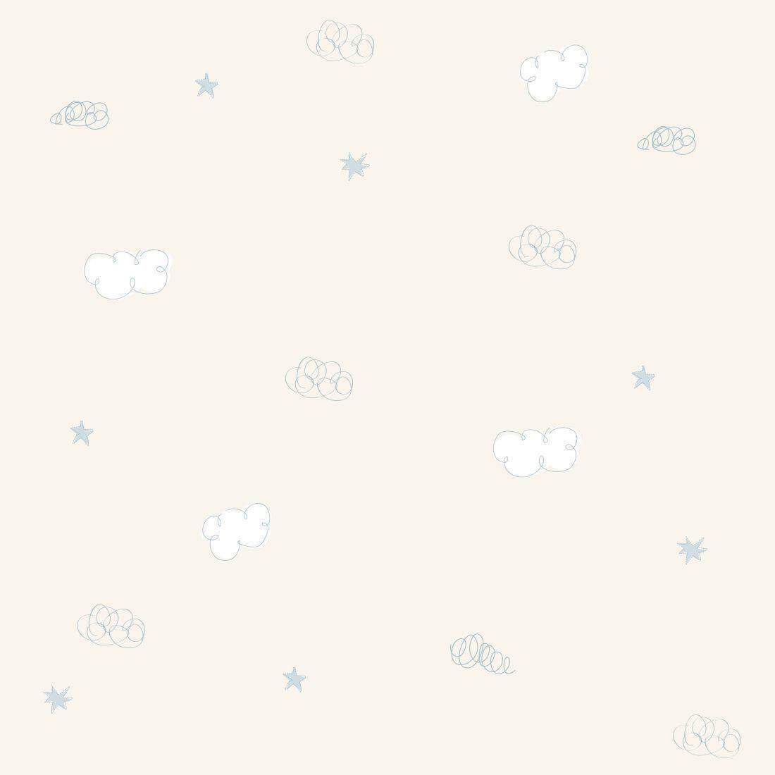 Papel de Parede Bambinos nuvem bege com azul 3308