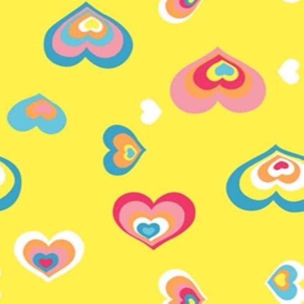 Papel de Parede Coração Colorido Amarelo Kawayi 312203