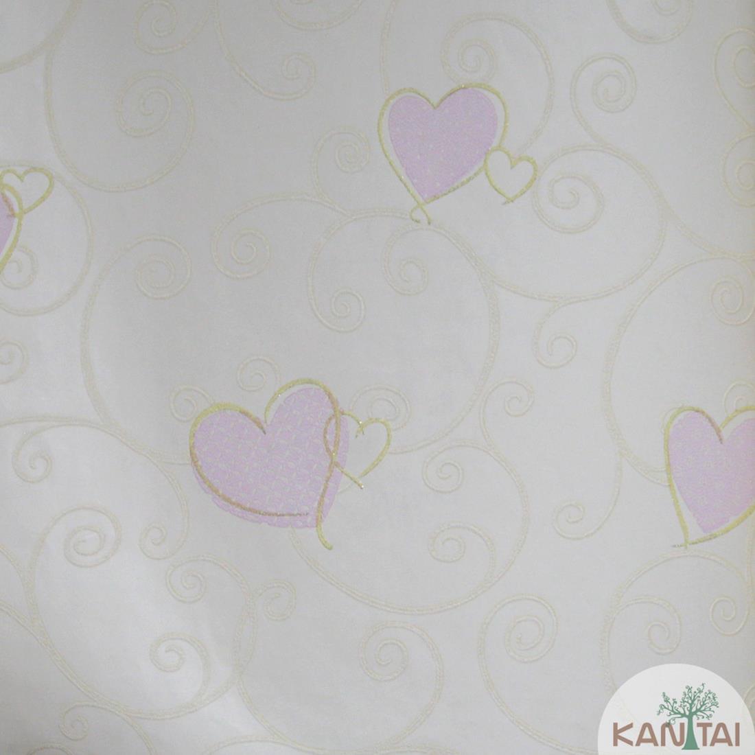 Papel de Parede Texturizado Bebê Fofo Infantil Romântico Corações Grace GR921601