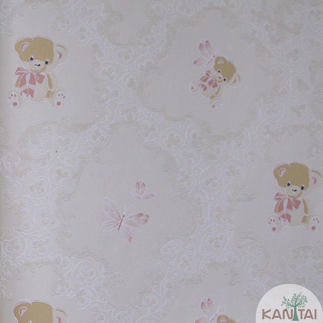 Papel de Parede Texturizado Bebê Fofo Infantil Ursinho Vintage Grace GR921903
