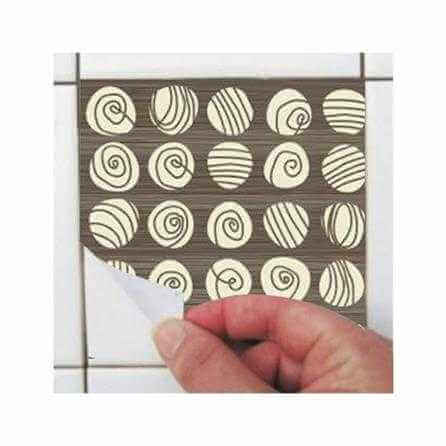 ADESIVO AZULEJO ABSTRATO BEGE E MARROM 0206 - Papel na Parede