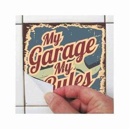 ADESIVO AZULEJO CARRO MECÂNICO 30082 16 peças 20x20cm - Papel na Parede