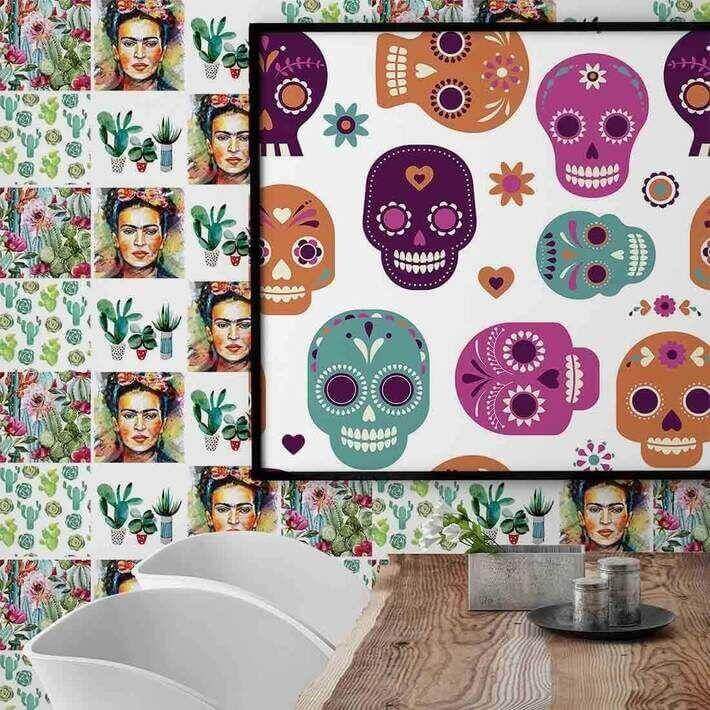 Adesivo Azulejo Frida México Colorido 54165 - Papel na Parede