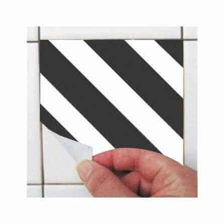 Adesivo Azulejo Geométrico Chevron Preto Branco 85562 - Papel na Parede