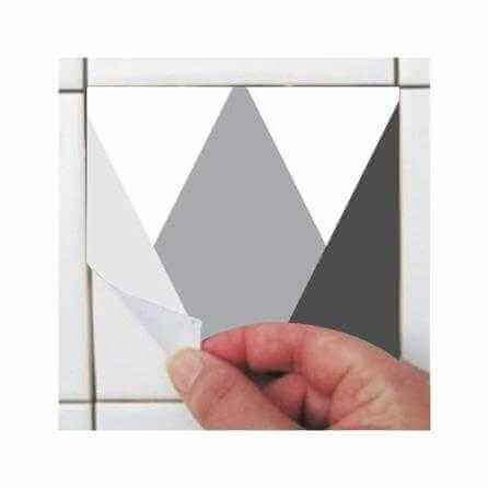 Adesivo Azulejo Geométrico Cinza Preto Branco 14826 - Papel na Parede