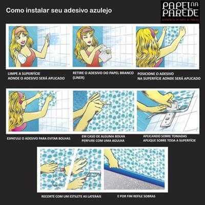 ADESIVO AZULEJO ORNAMENTAL VERMELHO E AZUL 0402 - Papel na Parede