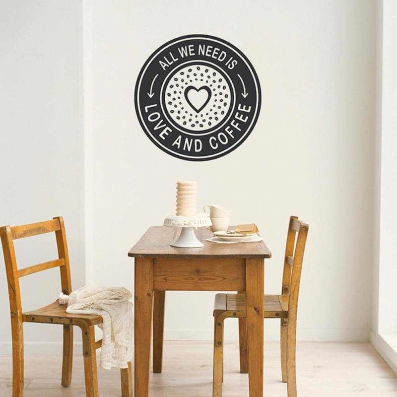 Adesivo Decorativo - ALL WE NEED 0,59X0,59 Metros (Tudo o que precisamos é de amor e café) - Papel na Parede
