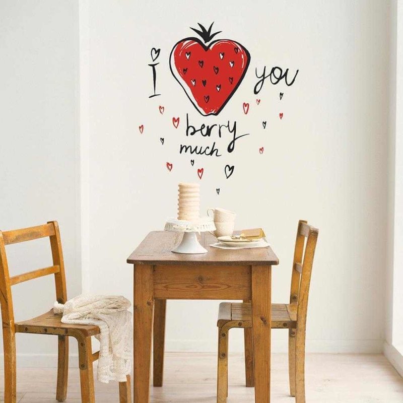 Adesivo Decorativo - berry much 0,59x0,64 Metros (Eu te morango muito) - Papel na Parede