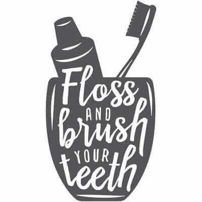 Adesivo Decorativo Floss And Brush Your Teeth Medidas 0,59x1,07 Metros (Escove os dentes e passe fio dental) - Papel na Parede
