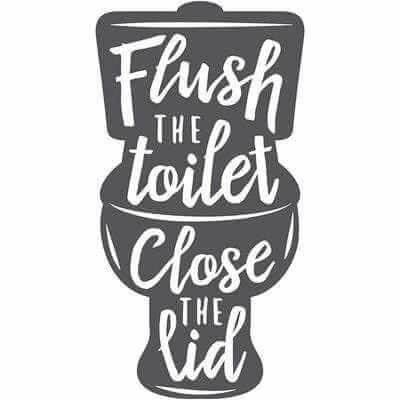 Adesivo Decorativo Flush The Toilet Medidas 0,59x1,12 Metros (Dê descarga e feche a tampa) - Papel na Parede