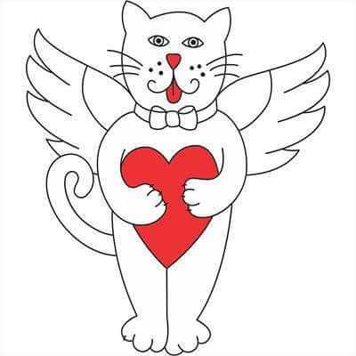 Adesivo Decorativo Gato Anjo Medidas 0,59x0,68 Metros - Papel na Parede