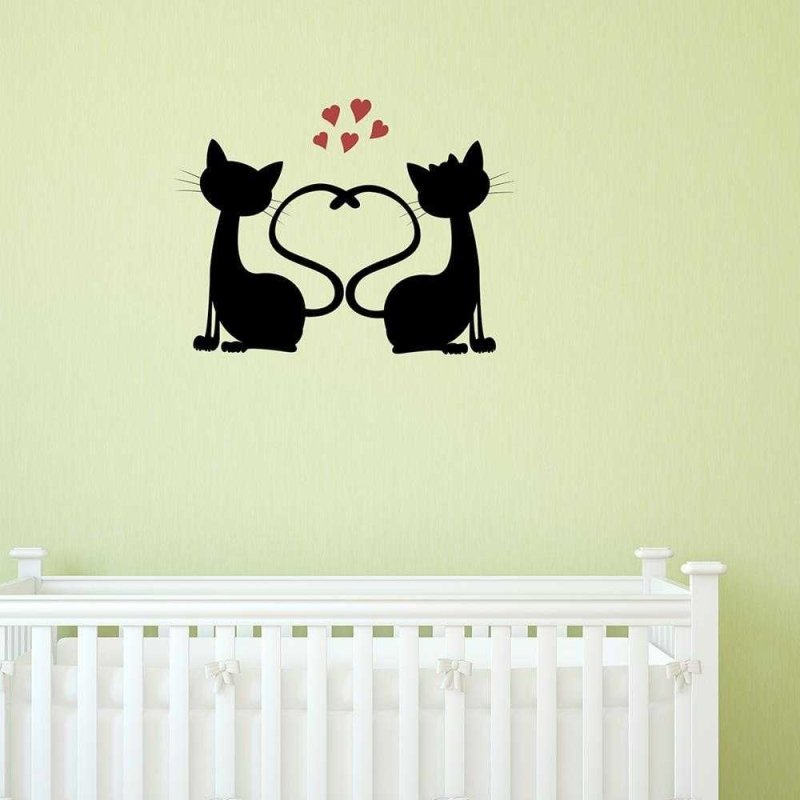 Adesivo Decorativo Gatos Coracao Medidas 0,79x0,59 Metros - Papel na Parede
