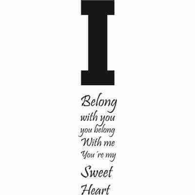 Adesivo Decorativo I Belong With You Medidas 0,59x2,96 Metros (Eu pertenço a você, você pertence a mim. Você é meu amor) - Papel na Parede
