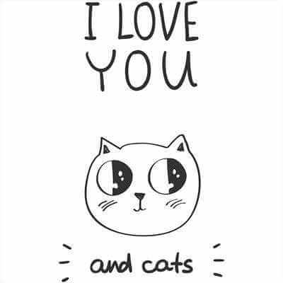 Adesivo Decorativo I Love You And Cats Medidas 0,59x1 Metros (Eu te amo) - Papel na Parede