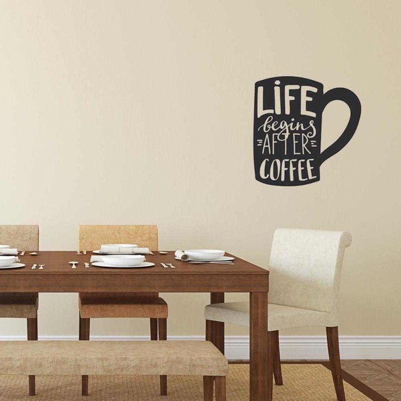 Adesivo Decorativo - life is coffee 0,59x0,60 Metros (A vida começa depois de uma xícara de café) - Papel na Parede